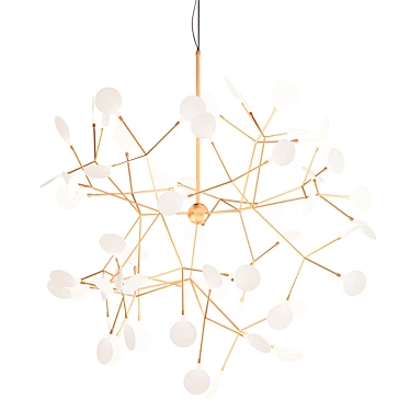 Elegant Gold Heracleum Chandelier 3D model image 1 