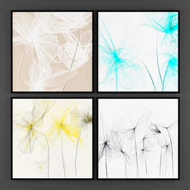 Flower Art Set: Modern Minimalistic Pictures 3D model image 1 