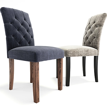 Elegant Solid Wood Tufted Dining Chair 3D model image 1 