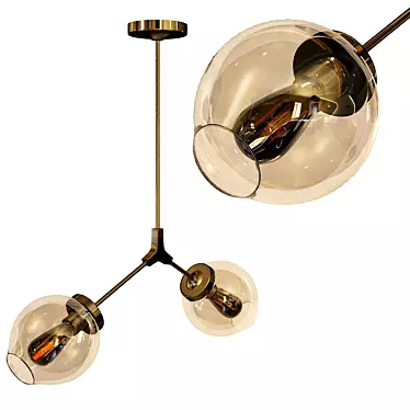 Elegant Amber Bubble Chandelier 3D model image 1 