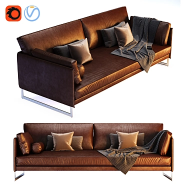 Saba Livingston Velvet Two Seater Sofa 3D model image 1 