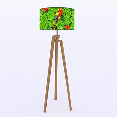 Handmade Wood Base Floor Lamp 3D model image 1 