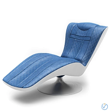 Luxurious Blue Leather Dormeuse Lounge Chair 3D model image 1 