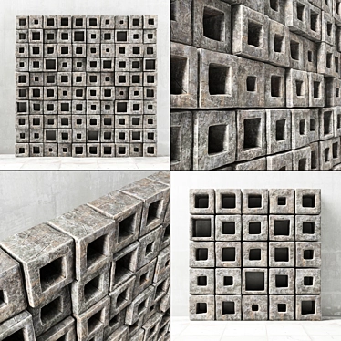  Stone Cube Panel with Hole - Textured 3D Max & FBX 3D model image 1 