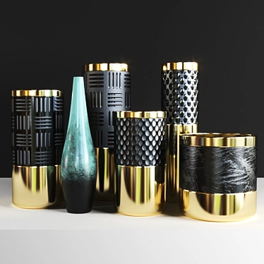 Modern Gold Vase: 18k Poly Count 3D model image 1 