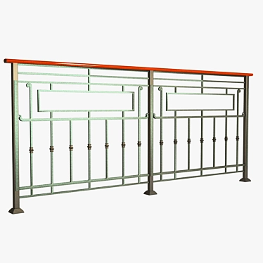 Elegant Metal Balcony Fence 3D model image 1 
