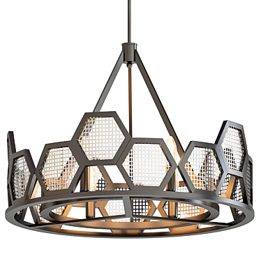 Elegant MetalComb Pendant Chandelier 3D model image 1 