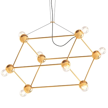 Elegant Gold Molecule Chandelier 3D model image 1 