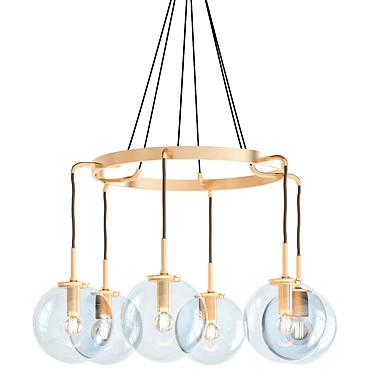 Vintage Brass Round Chandelier 3D model image 1 