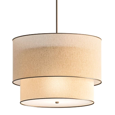 Minimalist Two-Tier Linen Chandelier 3D model image 1 