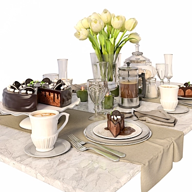 Tulip-inspired Table Setting 3D model image 1 