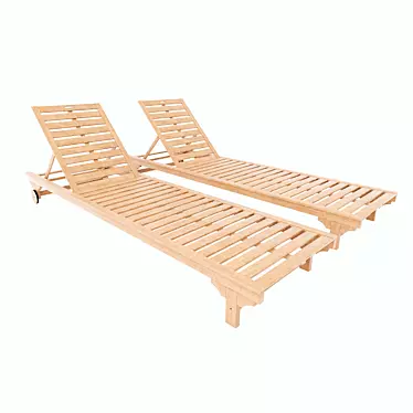 PORTO Wooden Deck Chair 3D model image 1 