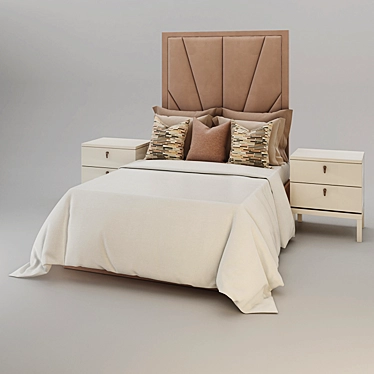 Opulent Art Deco King Bed 3D model image 1 