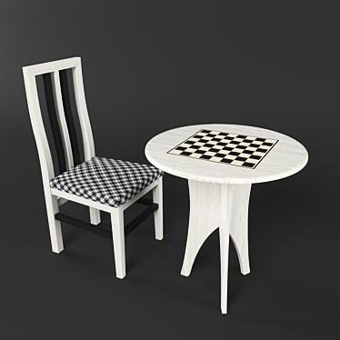 Chess Checkered Chair Set 3D model image 1 