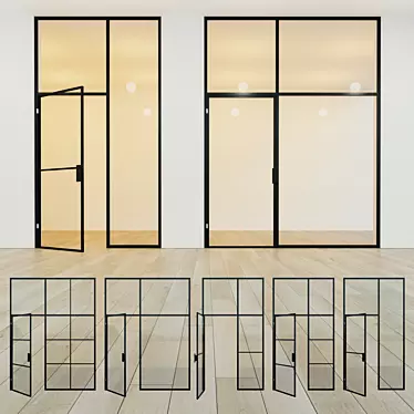 Title: Elegant Glass Swing Door Partition 3D model image 1 