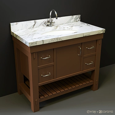 Elegant Classic Bathroom Vanity 3D model image 1 