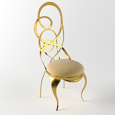 Elegant Metal Back Chair 3D model image 1 