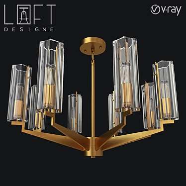 LoftDesigne Pendant Lamp 9402: Glass & Metal, 8 Lights 3D model image 1 