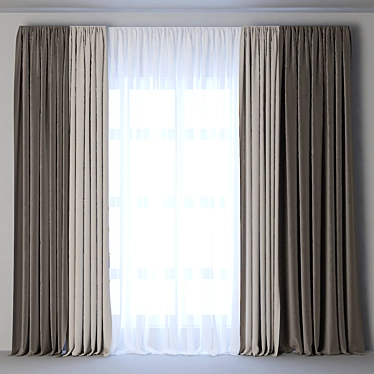 Elegant Velvet Curtain 3D model image 1 