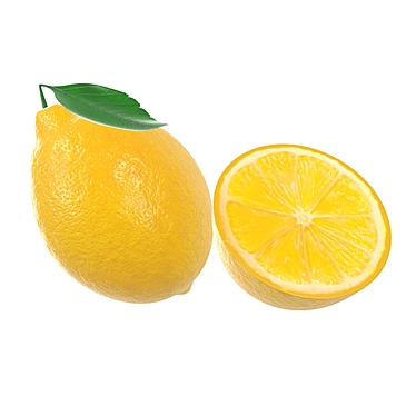 Fresh Lemon Slice with Leaf 3D model image 1 