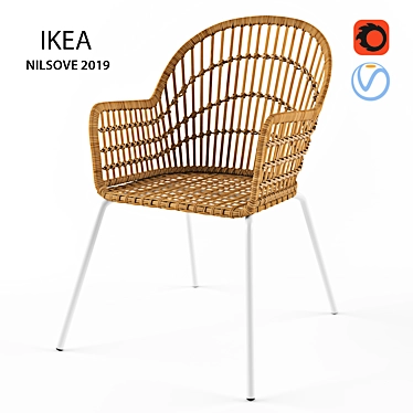 Elegant Dining Rattan Chair 3D model image 1 