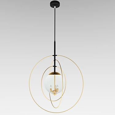 Annet 600: Modern Golden Metal Pendant Light with Adjustable Height 3D model image 1 