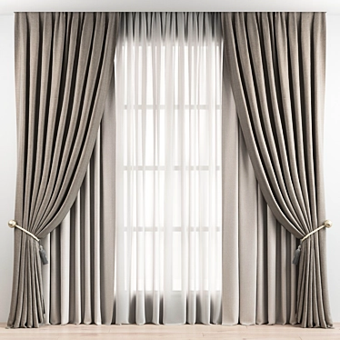 Elegant Drapery Set 3D model image 1 