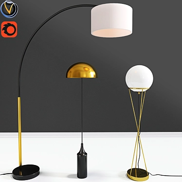 Contemporary Floor Lamps Set 3D model image 1 