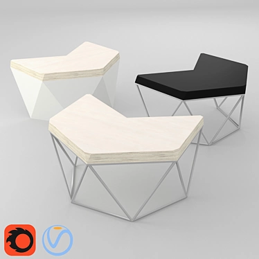 Hexagon Metal Work Table 3D model image 1 