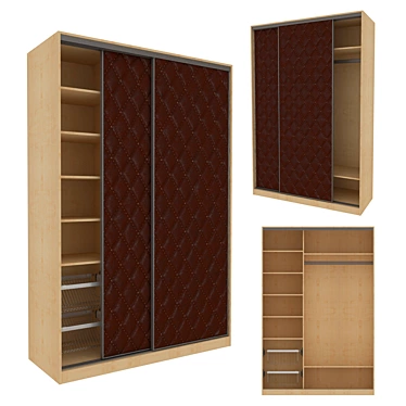 Modus MS-163 Sliding Wardrobe: Stylish, Spacious, Leather Inserts 3D model image 1 