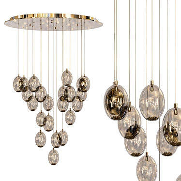 Eurofase Hazelton Chrome Amber Chandelier 3D model image 1 