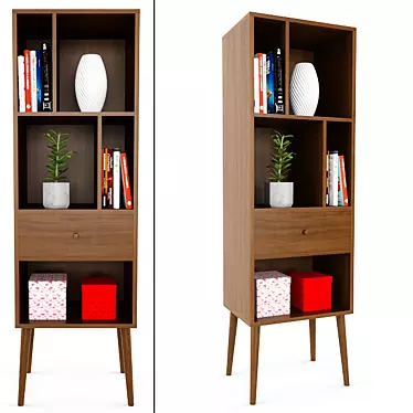 Retro Chic Bookshelf 3D model image 1 