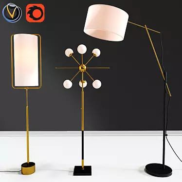 Modern Lighting Floor Lamps Set 3D model image 1 