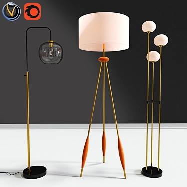 Versatile Modern Floor Lamps: Set 05 3D model image 1 