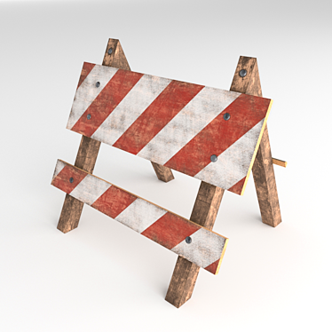 Wooden Road Barrier 3D model image 1 