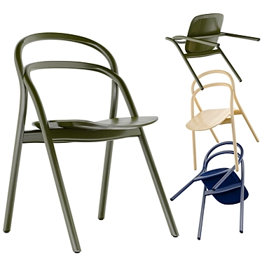 Beech Hem Udon Chair: Blue/Green 3D model image 1 