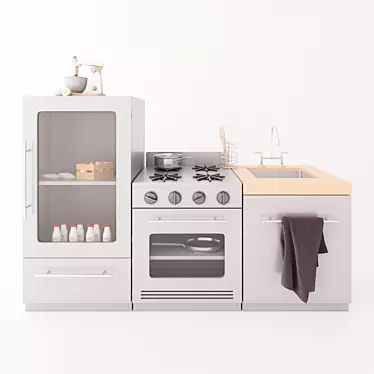 Gourmet Wooden Kitchen Set 3D model image 1 