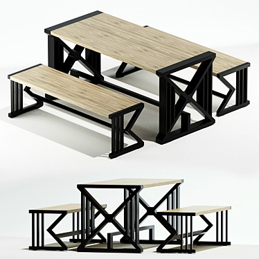  Artisan Wooden Table: Handcrafted Design 3D model image 1 