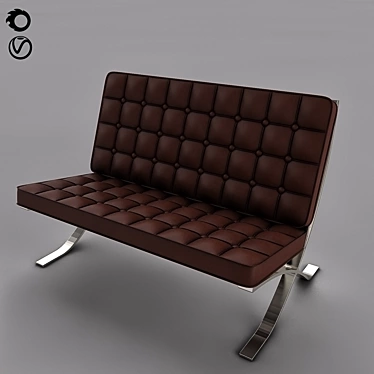 Luxury Leather Armchair with 6 Materials 3D model image 1 
