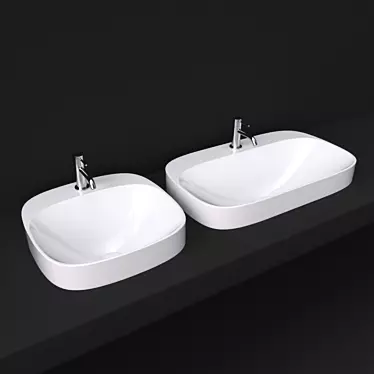 Moon Washbasin: Elegant Ceramic Inset 3D model image 1 