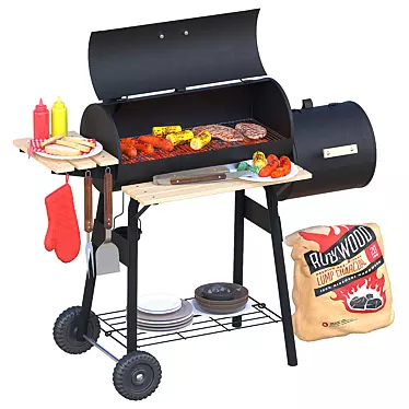 Elegant Charcoal Grill BBQ 3D model image 1 