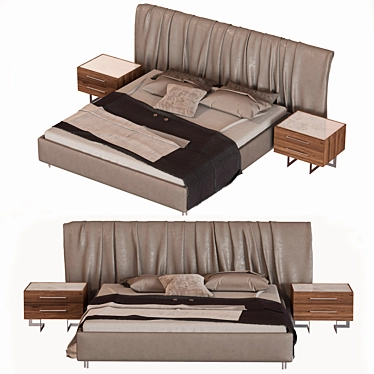 Modern Turkish-made Fuga Merlin Bed 3D model image 1 