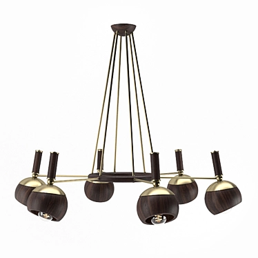 Artisan Walnut Pendant Lamp 3D model image 1 