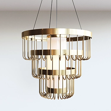 Elegant Tiered Brass Chandelier 3D model image 1 