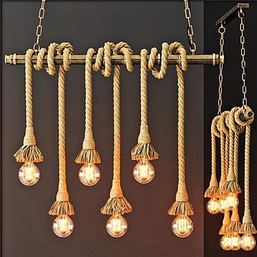 Industrial Loft Pendant Lamp (6 Edison Bulbs) 3D model image 1 