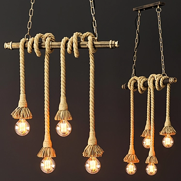 Industrial Loft Pendant Light (4 Edison Bulbs) 3D model image 1 