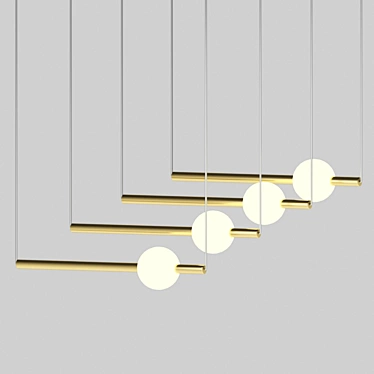 Orion Globe Pendant Light - Modern Gold Metal Fixture with Matte White Glass Shades 3D model image 1 
