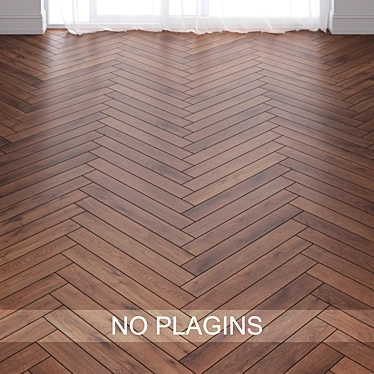 Walnut Wood Parquet Tiles: Chevron & Herringbone 3D model image 1 