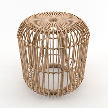 Versatile Rattan Stool: Chair, Coffee Table, or Bedside 3D model image 1 