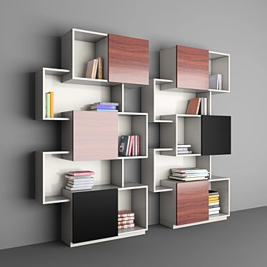 Sleek Book Storage 3D model image 1 